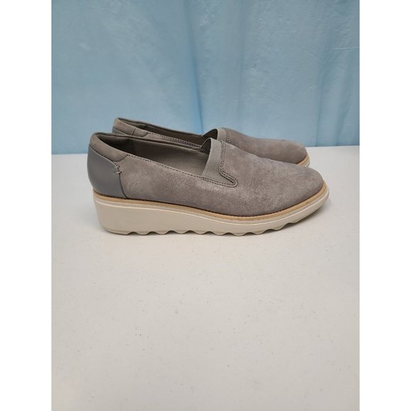 Clarks Sharon Gracie womens suede slip on loafers gray size 7 M 13288 - Picture 2 of 6